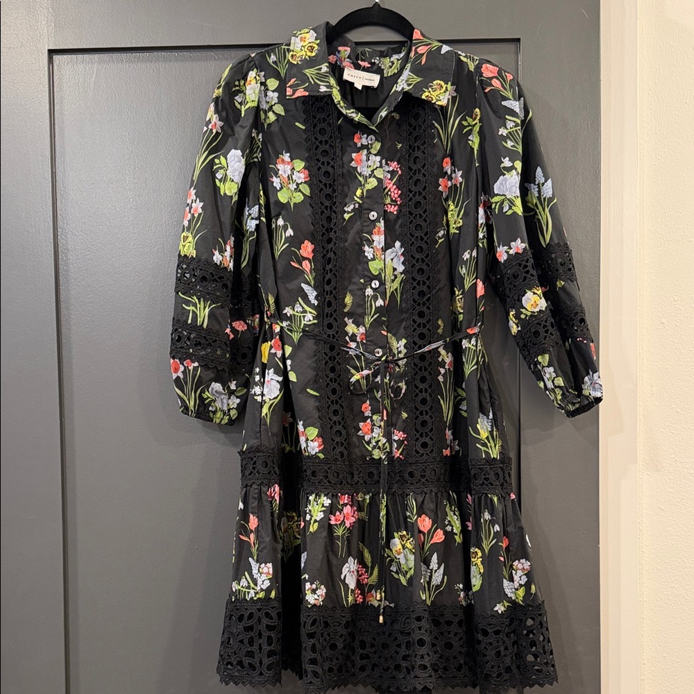 Entro Black Floral Kids Dress - Picture 4 of 5